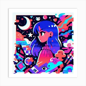 Girl In Space Art Print