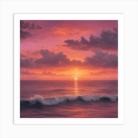 61068 Stunning Sunset Over An Ocean Horizon, With Orange Xl 1024 V1 0 Art Print