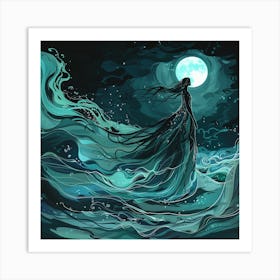 Mermaid In The Sea Art Print