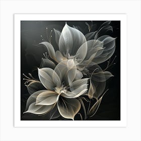 Flowers On A Black Background Art Print