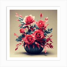 Origami Rose bouquet Art Print