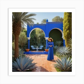 into the garden:Woman In A Blue Dress Art Print