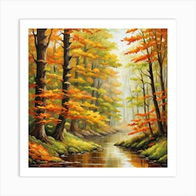 Forest In Autumn In Minimalist Style Square Composition 353 Art Print