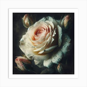 Roses With Water Droplets Art Print