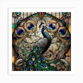 Peacock Stained Glass 6 Art Print