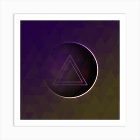 Geometric Neon Glyph on Jewel Tone Triangle Pattern 335 Art Print