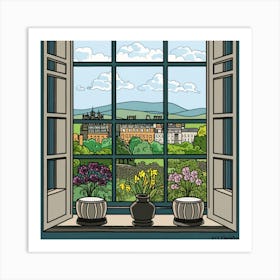 Window View Of Edinburgh Scotland In The Style Of William Morris 2 Art Print