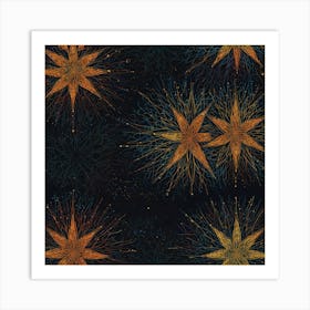 Fireworks Starry Night Art Print