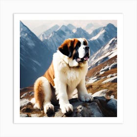 St Bernard Dog 58 Art Print