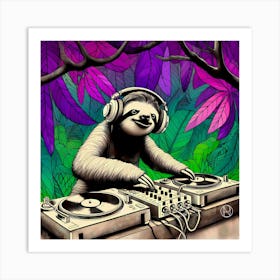 C A Sloth Dj S1 Art Print