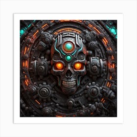 Skull With Gears Art Print