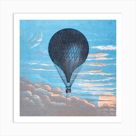 Hot Air Balloon Vintage 19th Century Illustration Art Print