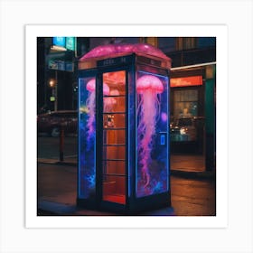 Jellyfish Phone Booth Art Print