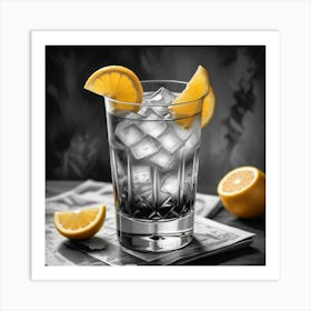 Glass Of Iced Tea With Lemon Slices Art Print