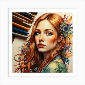 Girl With Red Hair 1 Art Print