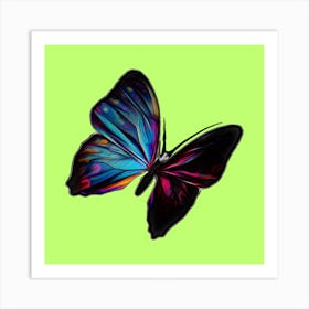 Butterfly On Green Background 1 Art Print