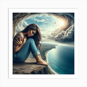 Psychedelic Girl In Cave Art Print