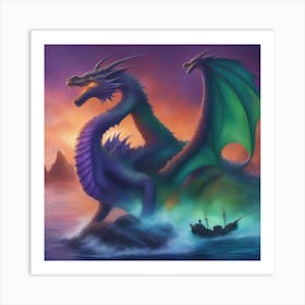 Dragon In The Sea Art Print