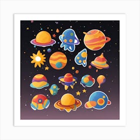 Planets And Stars Art Print