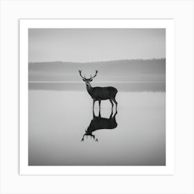 Deer Standing In Water Art Print