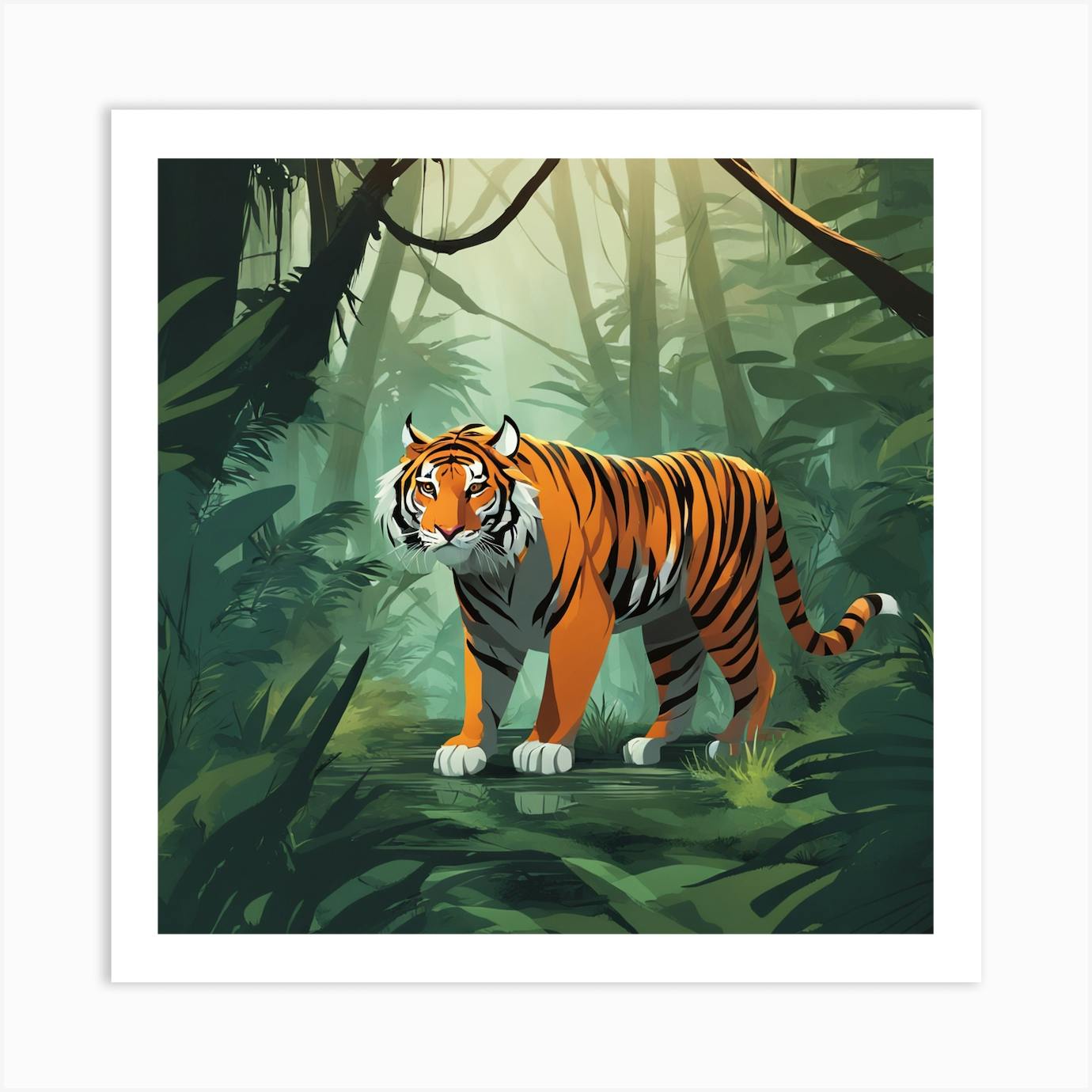 Jungle Drawing Stylized Tiger Icon Multicolored Cartoon Design-vector  Icon-free Vector Free Download