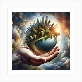 Hand Holding A Planet 1 Art Print