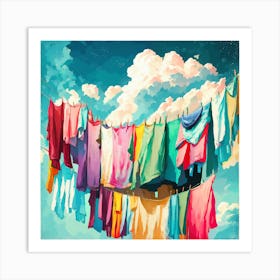 Clothesline In The Sky Art Print