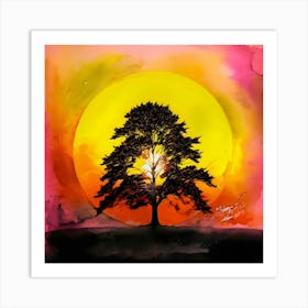 Sunset Tree Art Print