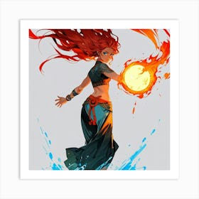 Fireball The Magic of Watercolor: A Deep Dive into Undine, the Stunningly Beautiful Asian Goddess Art Print