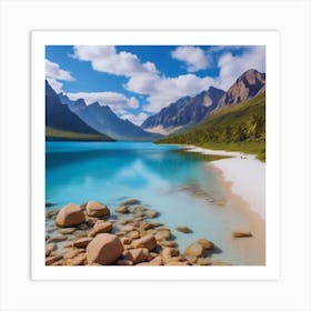 Rocky Shores In The Mountains Art Print