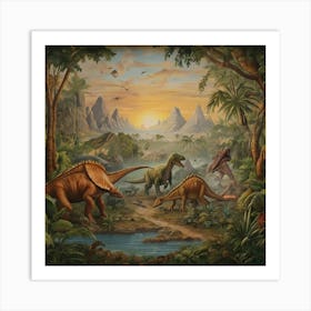 Dinosaurs In The Jungle 5 Art Print