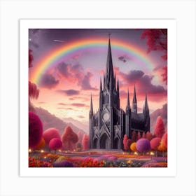 Rainbow Over A Castle Art Print