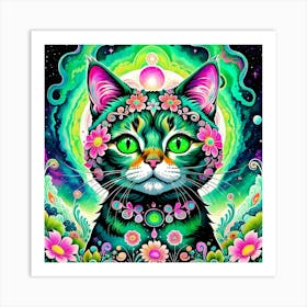 Psychedelic Cat 2 Art Print