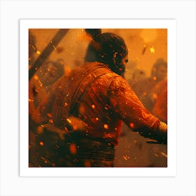 Warrior In A Battle Art Print