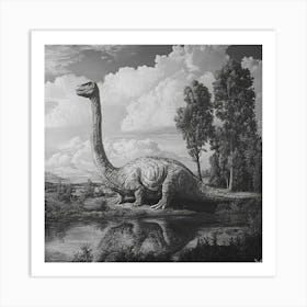 Dinosaur Vintage Painting Art Print