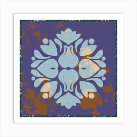 Floral Pattern Old Folk Art Tiles 2 Art Print