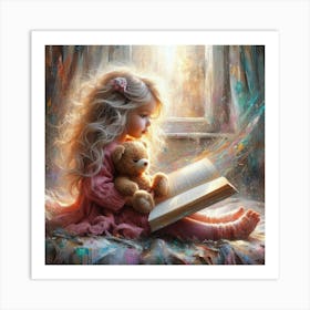 Little Girl Reading A Book 12 Art Print