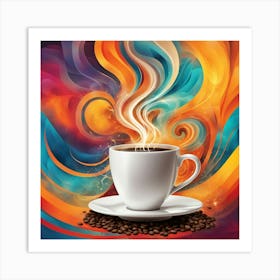 Coffee Cup With Coffee Beans 2 Art Print