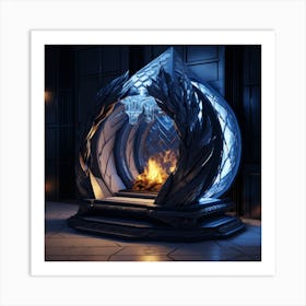 Raven Fireplace Art Print