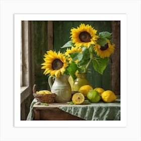 Sunflowers And Lemons 4 Art Print