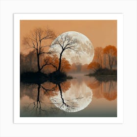 Default Full Moon Rising Over A Pond Photography Romanticism 2 Art Print