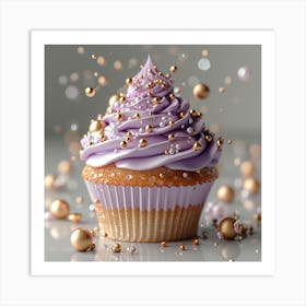 Cupcake With Gold Sprinkles 3 Art Print