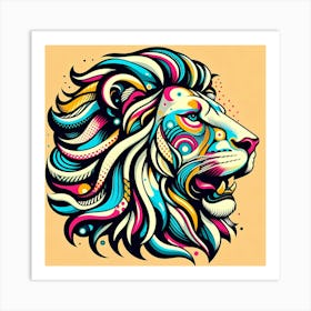 Colorful Lion Head Art Print