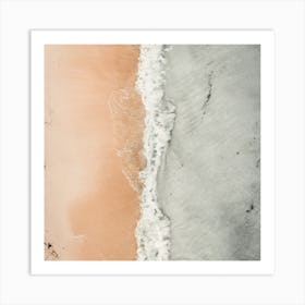 Aerial Beach Waves Square Art Print