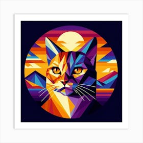 Dewy Low Poly Cat Art Print