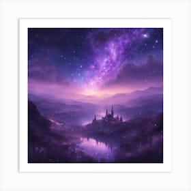 Purple sky and castle Art Print