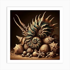 Marine Life:Exquisite Shells And Starfish Art Print