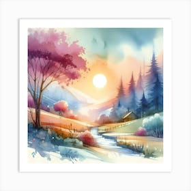 Watercolor Landscape Painting 52 Art Print