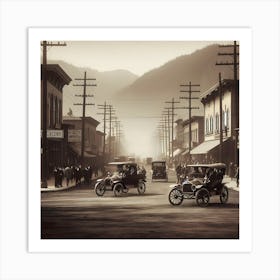 Early Small Town America And The Automobile ~Reimagined 13 Art Print