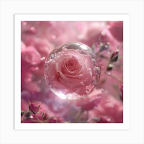 Pink Roses In A Bubble Art Print